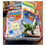 Large tub of comic and coloring books