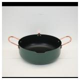Green Nonstick Cooking Pot with Copper Handles