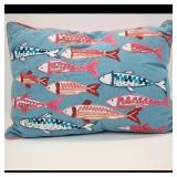 Embroidered Fish Design Throw Pillow
