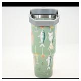 Insulated Water Bottle with Straw and Fish Design