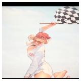 Vintage Racing Poster with Jumping Girl