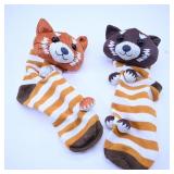 Animal-Themed Striped Socks Pair