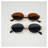 Round Sunglasses Set with Gold Frames