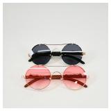 Round Sunglasses Set with Gold Accents