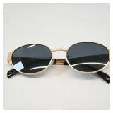 Gold Oval Sunglasses with Black Lenses