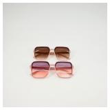 Pair of Square Sunglasses with Pink Frames