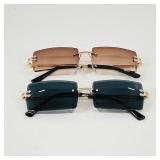 Rimless Rectangular Sunglasses Set