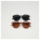 Round Sunglasses Set in Black and Pink