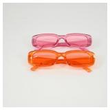 Pink and Orange Rectangular Sunglasses Set