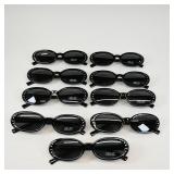 Set of 9 Black Oval Sunglasses with Studs