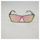 Pink Mirrored Sunglasses with Patterned Frame