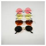 Set of 4 Round Sunglasses with Colored Lenses