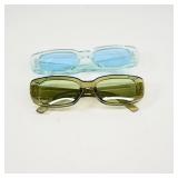 Rectangular Sunglasses Set in Blue and Green