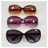Set of 3 Oversized Sunglasses with Gold Accents