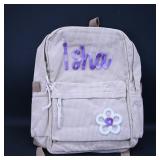Beige Corduroy Backpack with Embroidery