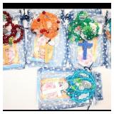Set of 5 Rosary Bead Sets with Pouches