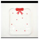 Ceramic Plate with Red Bow Design