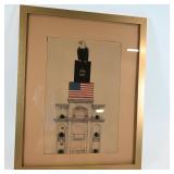 Framed Patriotic Artwork with Eagle and Bible