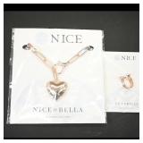 Nice & Bella Heart Necklace and Ring Set