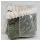Plush Green and White Blanket