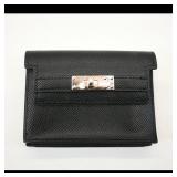 Black Leather Accordion Wallet