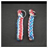 Red, White, and Blue Paracord Keychains Set of 2