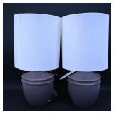 Pair of Ceramic Table Lamps with White Shades
