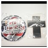 Black Cross and God Bless America Magnet