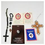 Religious Items Collection with Rosaries and...