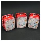 Set of 3 Red Decorative Tin Boxes