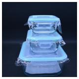 Set of 3 Glass Storage Containers with Lids