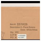 3-Piece Soreno Desk - White/White