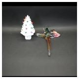 Christmas Tree Night Light and Glass Star Ornament