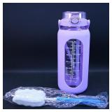 Purple Water Bottle with Cleaning Brush