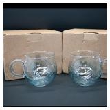 Set of 2 Embossed Glass Mugs