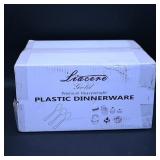 Liacere Gold Plastic Dinnerware Set, 200 Pieces