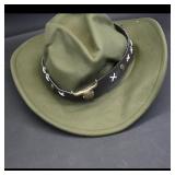 Green Cowboy Hat with Decorative Band