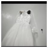 White Lace Dress with Bow, Size 8