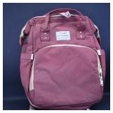 Red Canvas Backpack with Front Pocket