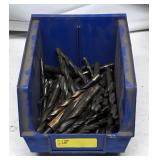 Assorted Metal Drill Bits in Storage Bin