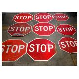 Collection of (9) Vintage Stop Signs