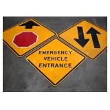 Set of Three Traffic Signs