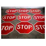 Lot of 9 Reflective Stop Signs
