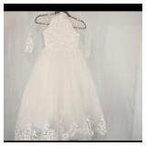 White Lace and Tulle Dress with Bow