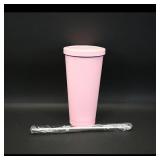 Pink Insulated Tumbler with Straw
