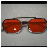 Red Lens Geometric Sunglasses