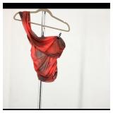 Red Draped One-Shoulder Top