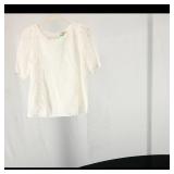 White Eyelet Short-Sleeve Blouse ï¿½ Women