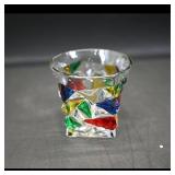 Assorted Colored Glass Tumbler  Geometric Relief
