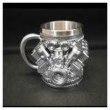 Novelty V8 Engine-Shaped Metal Mug